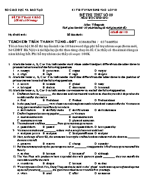 Đề thi thử tuyển sinh vào Lớp 10 môn Tiếng Anh - Mã đề 110 - Năm học 2020-2021 (Có đáp án)